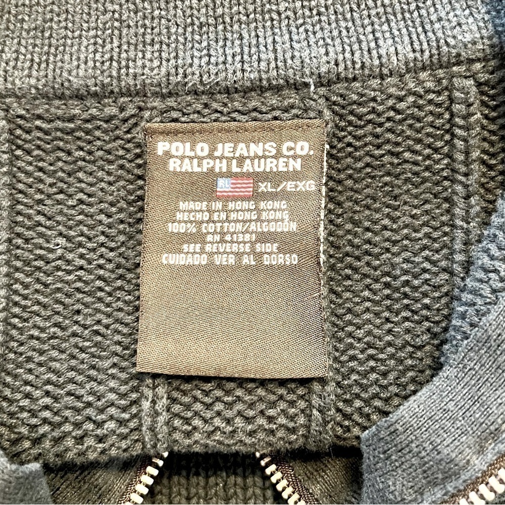 Polo Jeans Co. Ralph Lauren Cotton Knit 1/4 Zip American Flag Sweater Deep Blue - Picture 5 of 5